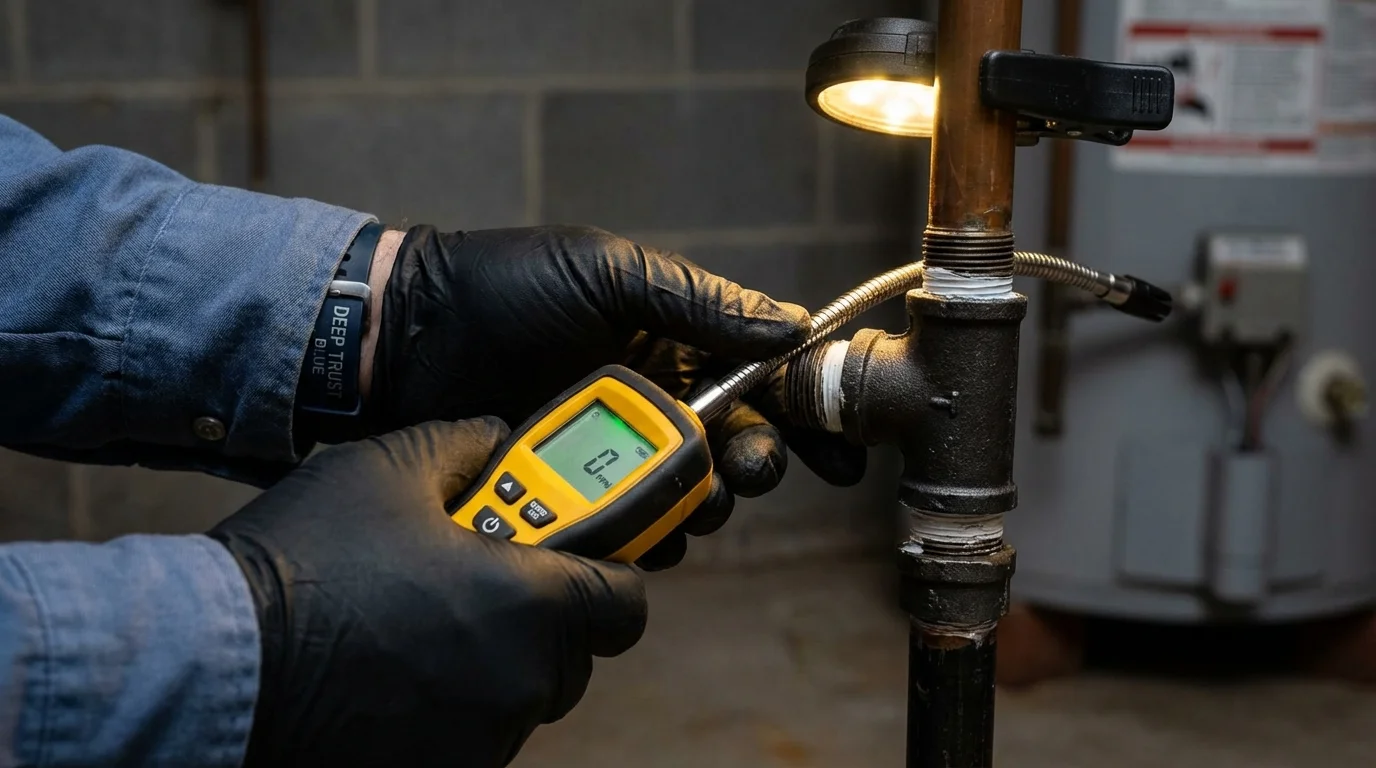 Gas leak detection with electronic sniffer by Johns Plumbing LLC in Park Hill