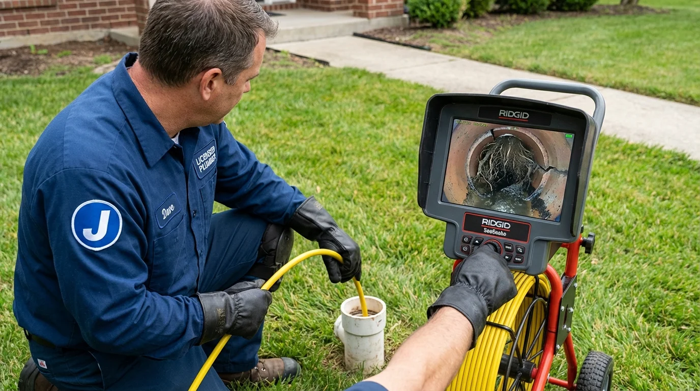 Sewer camera inspection being performed by Johns Plumbing LLC in Park Hill
